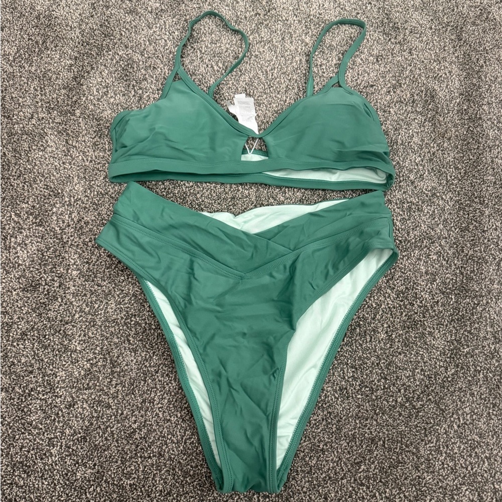 Cupshe Teal Bikini Set
